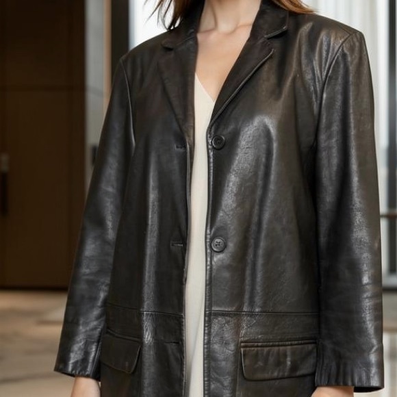 Outbrook Black Leather Fully Lined Jacket - Picture 4 of 12
